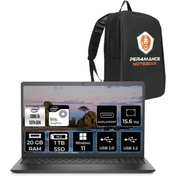 Dell  Vostro 3530 Intel Core i5 1334U 20GB 1TB SSD 15.6" FHD W11P & PER4 Çanta