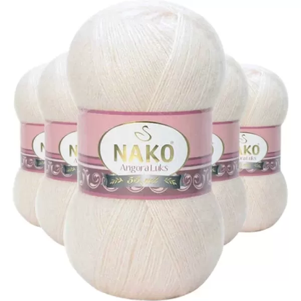 5 Adet Angora Lüks El Örgü İpi Kemik 11499