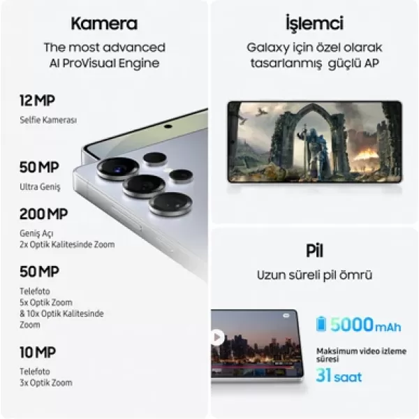 Samsung Galaxy S25 Ultra 512 GB Titanyum Gümüş (Samsung Türkiye Garantili)
