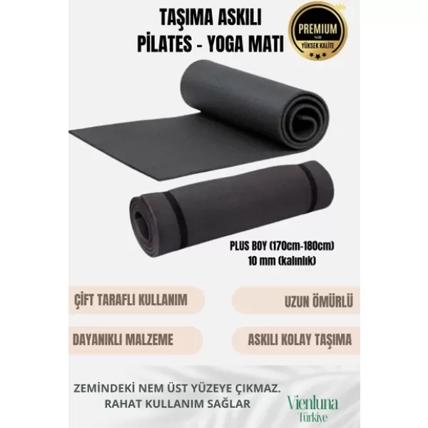 Lüks İki Yüzeyli Kayma Önleyici Silinebilir Hijyenik Yoga Minderi Pilates Meditasyon Matı 10 mm