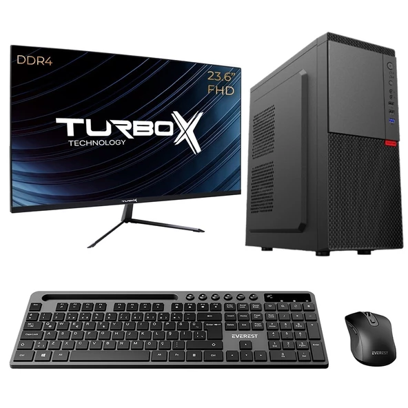Turbox Tx5190 i5 12400 32GB DDR4 512GB SSD 23.6 inç FHD Monitör Masaüstü Kurumsal Ofis Bilgisayarı