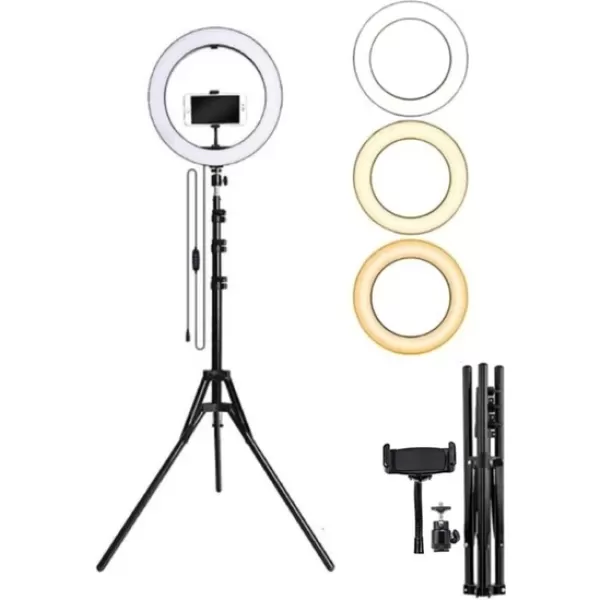 Pazariz Led Işıklı Ring Light Tripod Selfie Makyaj Işığı Youtuber Kuaför Çekim Işığı