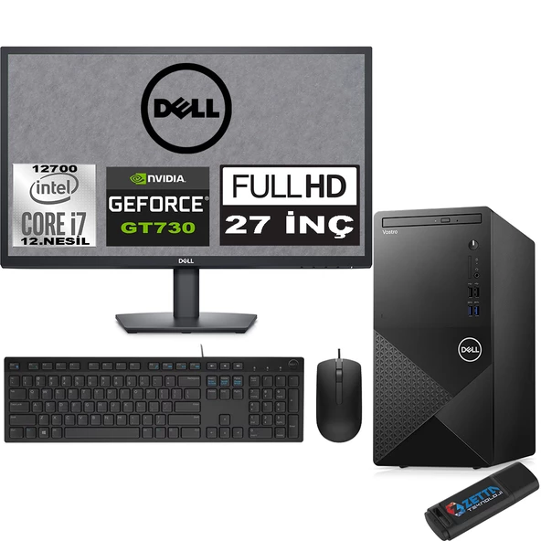 Dell Vostro 3910 mt Intel Core I7 12700 32GB 1tb SSD 27" Fhd Windows 11 Pro Nvidia GT730-4GB Masaüstü Bilgisayar 27N3910GT730P18 + Zetta USB Bellek