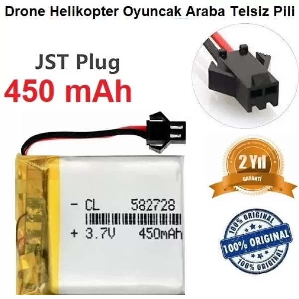 450 Mah 3.7v Siyah Soket Drone Helikopter Oyuncak Araba Telsiz Telefon Pili
