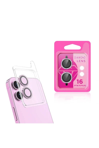 Apple iPhone 16 Kamera Lens Koruyucu Renkli Taşlı Tasarım Kolay Takma Aparatlı (CL-06)