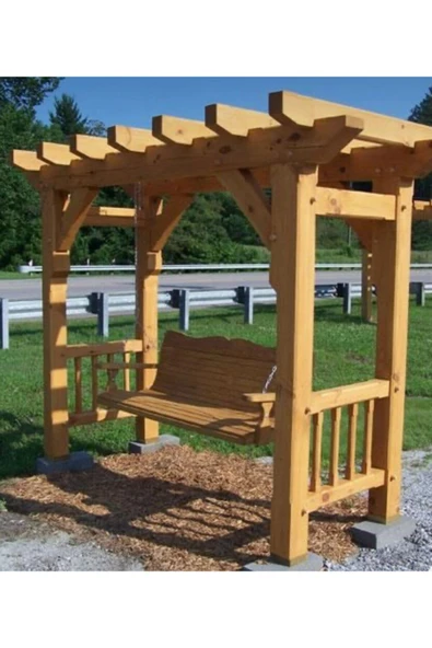 Buğlem Sibirya Çamı (120X50 Oturum) Buggy Ahşap Pergole Salıncak