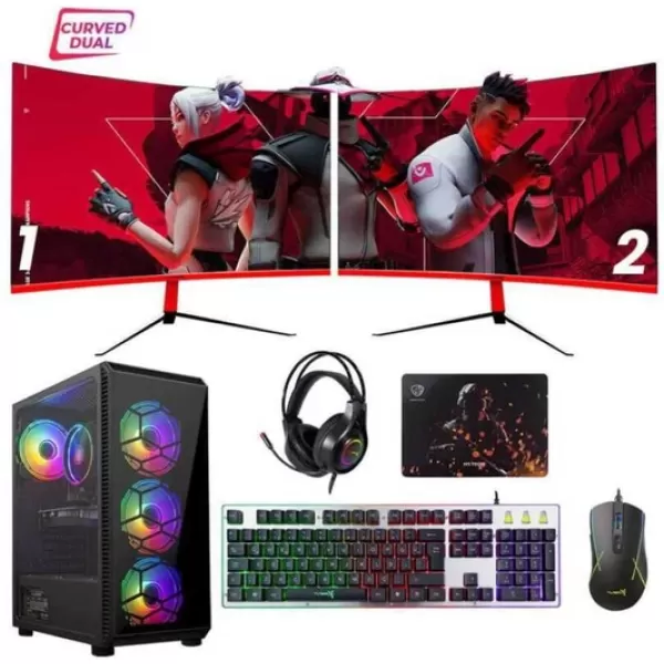 Turbox Tx1650 i7 860 16GB Ram 256GB SSD 4GB GT740 Ekran Kartı 23.6 Curved Çift Monitör Masaüstü Oyun Bilgisayarı