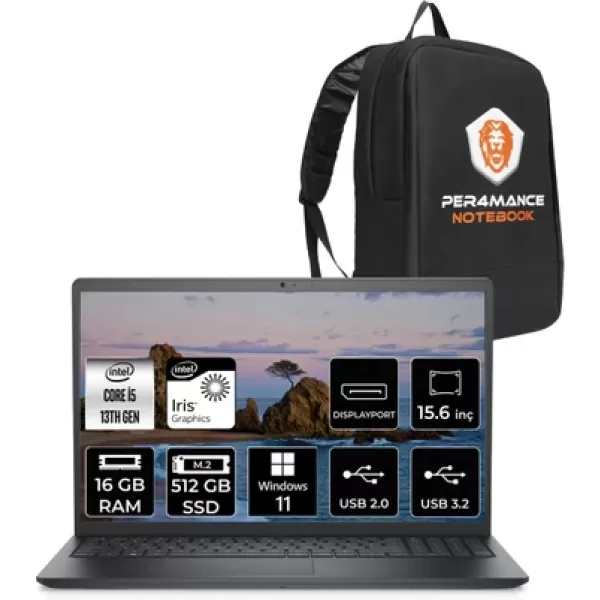 Dell  Vostro 3530 Intel Core i5 1334U 16GB 512GB SSD 15.6" FHD W11P & PER4 Çanta